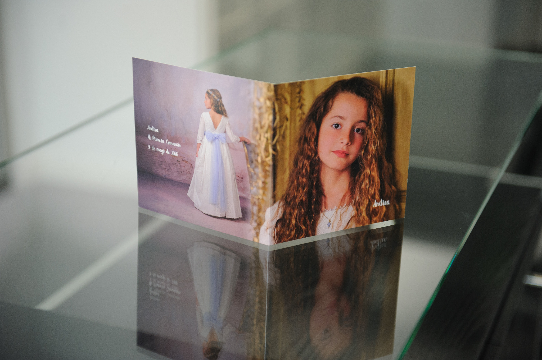 Díptico fotográfico de comunión personalizado